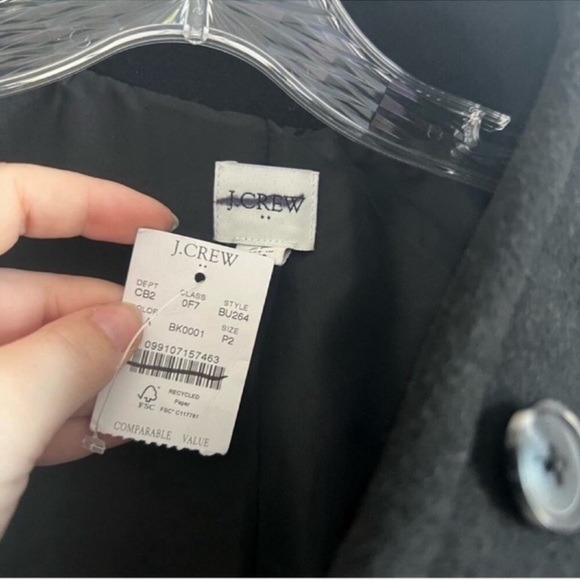 NWT J. Crew Factory Button-neck City Coat Jacket in Black Size: 2P - Picture 5 of 11